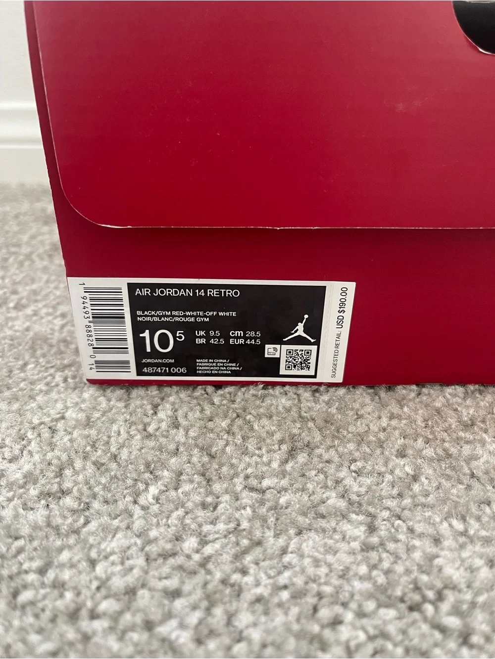 Air Jordan 14 retro Men’s Low-Top Sneakers in Red, Black & White